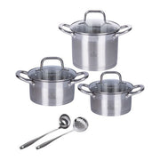 Castey batteria da cucina 8 pezzi, acciaio inox 18-10, antiaderente senza PFOA, grigio, induzione, manico estraibile