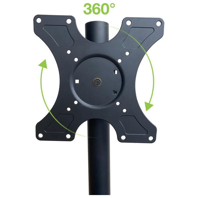 Techly ICA-TR201 Supporto TV da Pavimento con Mensola 32'' 60'' VESA 300x300 rotazione 360° inclinazione 12° 40 Kg colore Nero