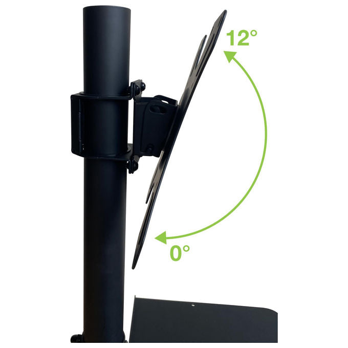 Techly ICA-TR201 Supporto TV da Pavimento con Mensola 32'' 60'' VESA 300x300 rotazione 360° inclinazione 12° 40 Kg colore Nero