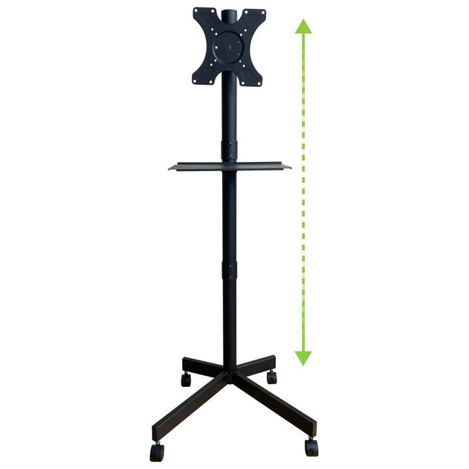 Techly ICA-TR201 Supporto TV da Pavimento con Mensola 32'' 60'' VESA 300x300 rotazione 360° inclinazione 12° 40 Kg colore Nero