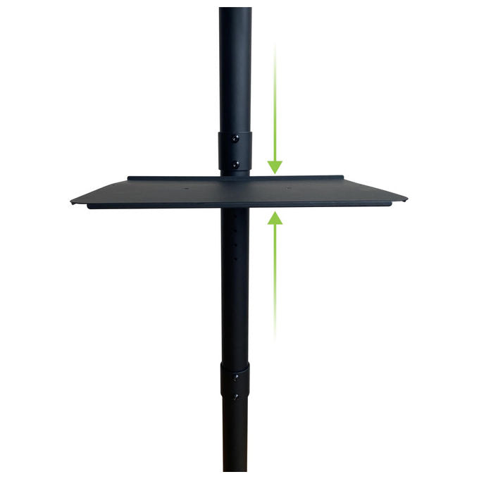 Techly ICA-TR201 Supporto TV da Pavimento con Mensola 32'' 60'' VESA 300x300 rotazione 360° inclinazione 12° 40 Kg colore Nero