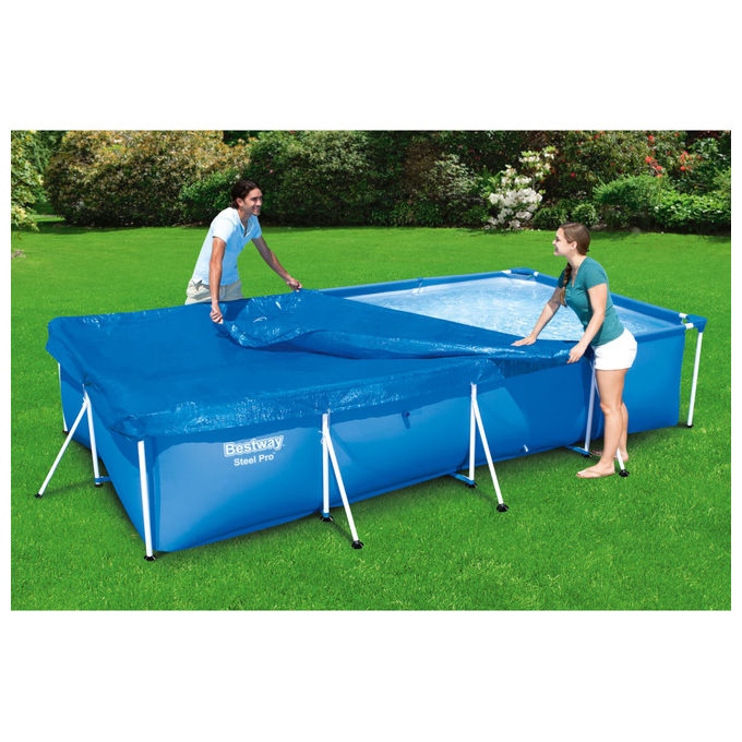 Bestway Telo Copripiscina Rettangolare 400x211 cm Polietilene con Corde Fissaggio