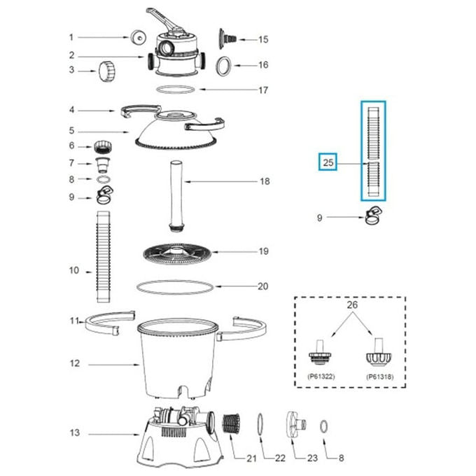 Bestway Flowclear Tubo Interconnessione Filtro a Sabbia 32 mm 70 cm compatibile 58397 58515 58634 58687 colore Bianco