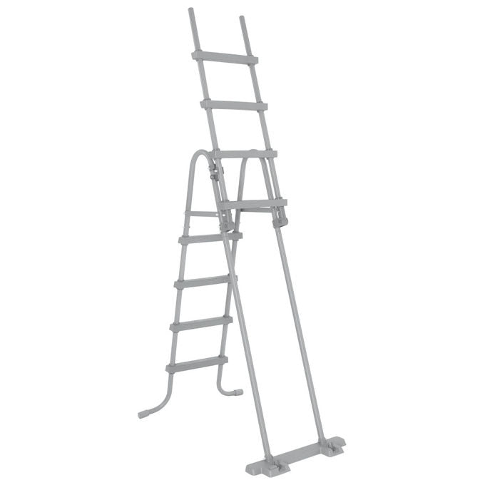 Bestway 58331 Flip and Lock Scaletta di Sicurezza Piscina Fuori Terra 122 cm Acciaio Antiruggine Gradini Antiscivolo 150 Kg