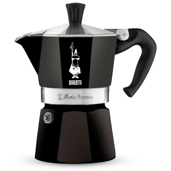 Bialetti Moka Express Mono Splitgram Caffettiera 3 Tazze Alluminio Nero Opaco e Oro Lucido