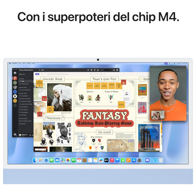 Apple, iMac 24'', Chip M4, CPU 10-core e GPU 10-core, 16GB RAM, 512GB SSD, Azzurro