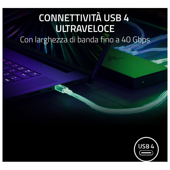 Razer, Docking Station USB 4, Supporto doppio display, 14 Porte, USB-C, USB-A, HDMI, DisplayPort, Nero