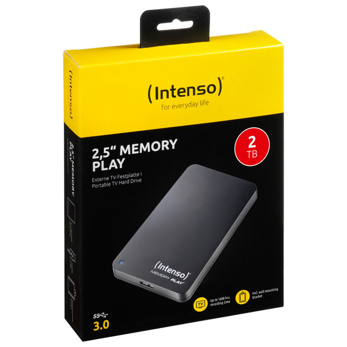 Intenso, Hard Disk Esterno 2TB, USB 3.0, 2.5 Pollici, Nero