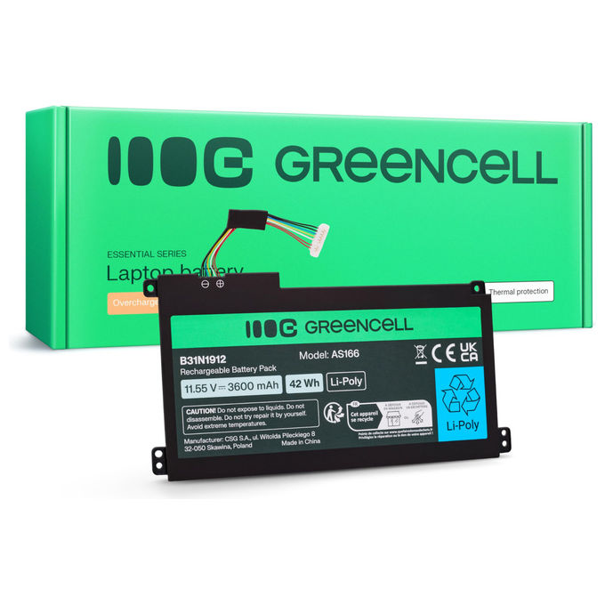 Green Cell Batteria Laptop 11.55V 42Wh 3600mAh Li-Poly Compatibile con ASUS VivoBook 14 E410MA 15 E510MA