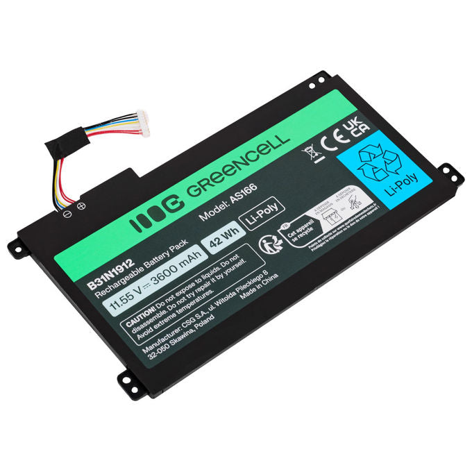 Green Cell Batteria Laptop 11.55V 42Wh 3600mAh Li-Poly Compatibile con ASUS VivoBook 14 E410MA 15 E510MA