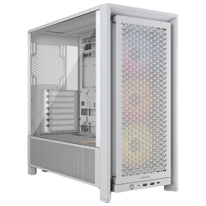 Corsair, Case Midi-Tower ATX 4000D RS ARGB, Bianco, 3 Ventole RS ARGB, per PC Gaming