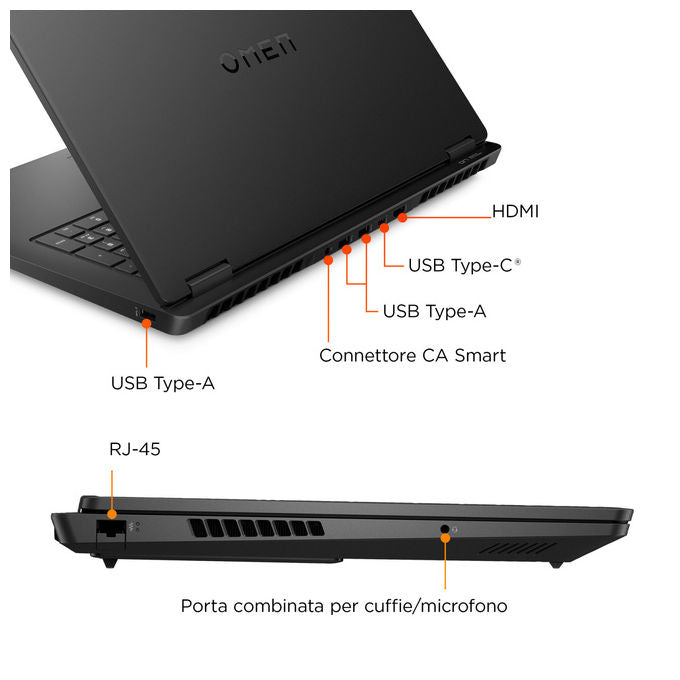 HP OMEN 17-db1001nlx Notebook Gaming 17.3'' QHD GeForce RTX 5070 SSD 32GB RAM Nero colore Nero