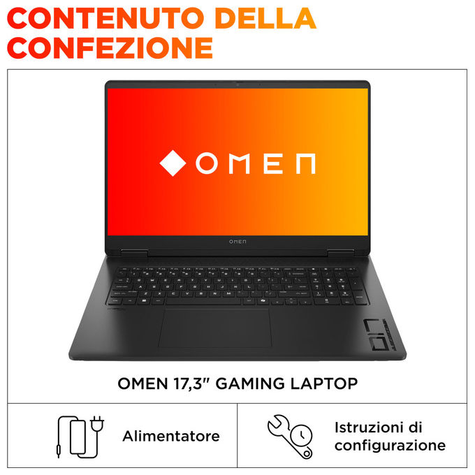 HP OMEN 17-db1001nlx Notebook Gaming 17.3'' QHD GeForce RTX 5070 SSD 32GB RAM Nero colore Nero
