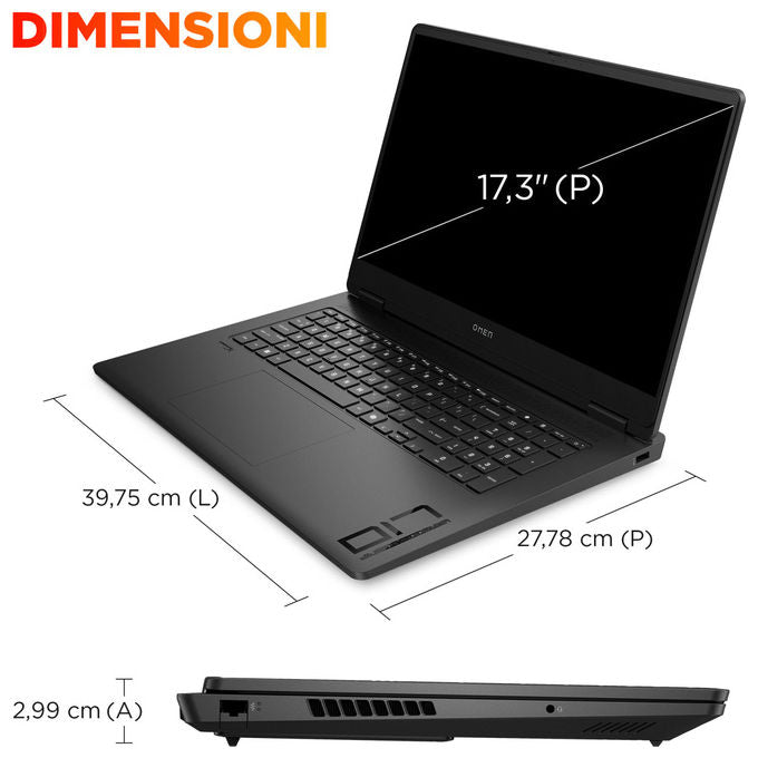 HP OMEN 17-db1001nlx Notebook Gaming 17.3'' QHD GeForce RTX 5070 SSD 32GB RAM Nero colore Nero