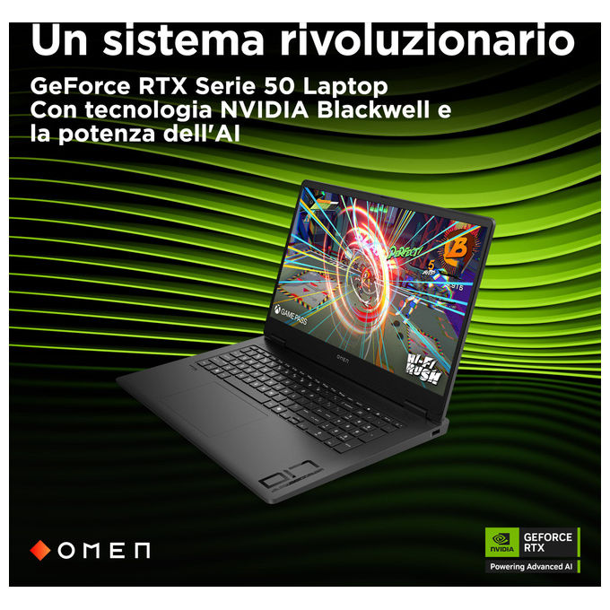 HP OMEN 17-db1001nlx Notebook Gaming 17.3'' QHD GeForce RTX 5070 SSD 32GB RAM Nero colore Nero