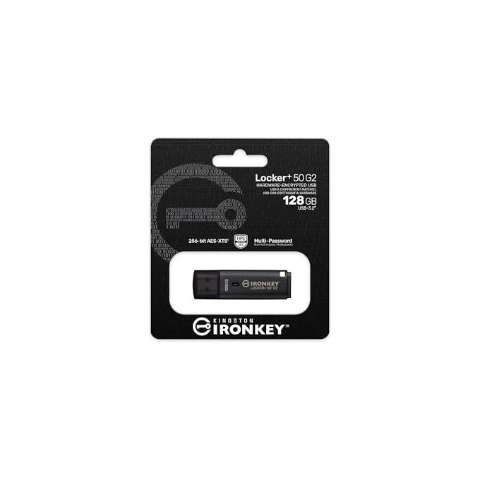 Kingston Ironkey Locker+ 50 G2 128GB Crittografata USB 3.2 Nero