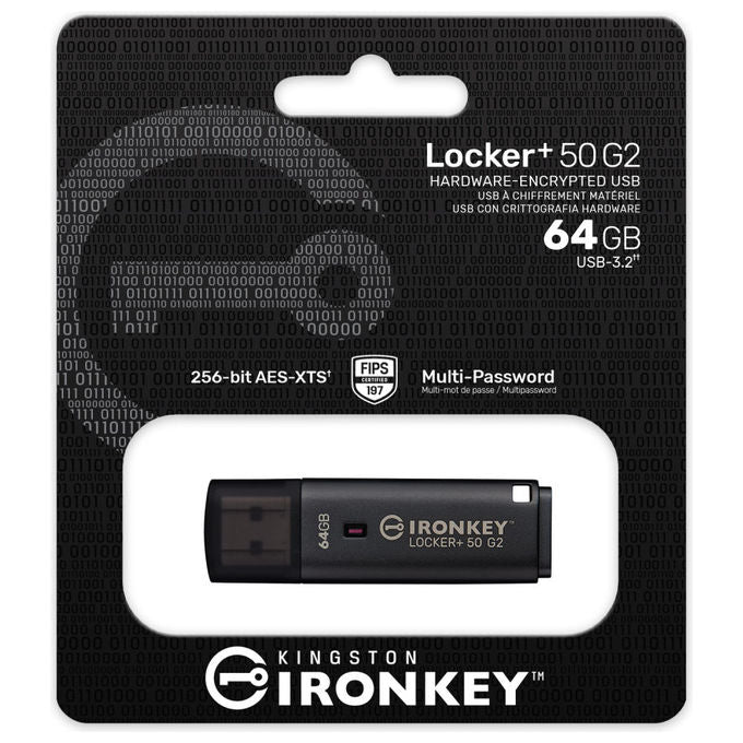 Kingston Technology Chiavetta USB IronKey Locker+ 50 G2 64GB USB 3.2 Crittografia AES-256