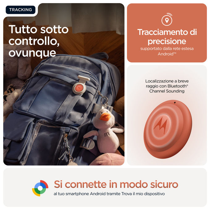Motorola Moto Tag 2 Localizzatore Bluetooth Antifurto Arancione