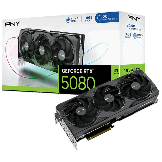 Pny, Scheda Video Geforce RTX 5080, 16 GB Gddr7, Overclocked, Tripla Ventola