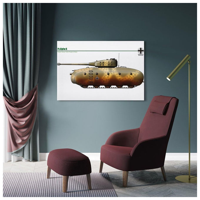 Ytnsa, Poster Vintage Tedesco, Carro Armato Pz.Kpfw X Super Heavy Tank Project, Decorativo, 60 x 90 cm