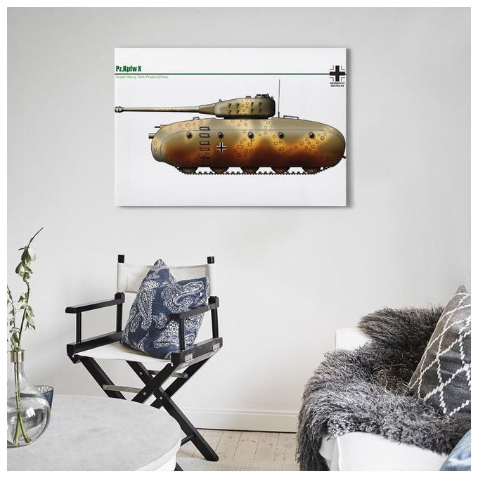 Ytnsa, Poster Vintage Tedesco, Carro Armato Pz.Kpfw X Super Heavy Tank Project, Decorativo, 60 x 90 cm