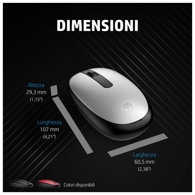 Hp, Mouse Bluetooth 240, Ottico, 1600 DPI, 3 Pulsanti, Nero