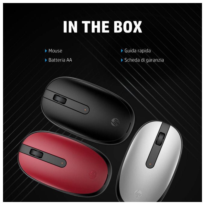 Hp, Mouse Bluetooth 240, Ottico, 1600 DPI, 3 Pulsanti, Nero