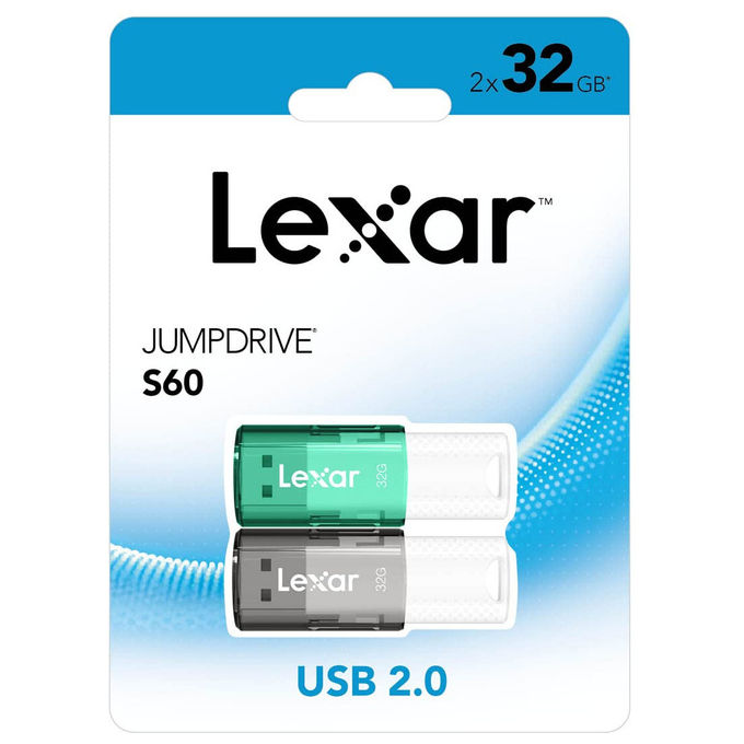 Lexar JumpDrive S60 Set 2 Chiavette USB 32GB Grigio e Verde