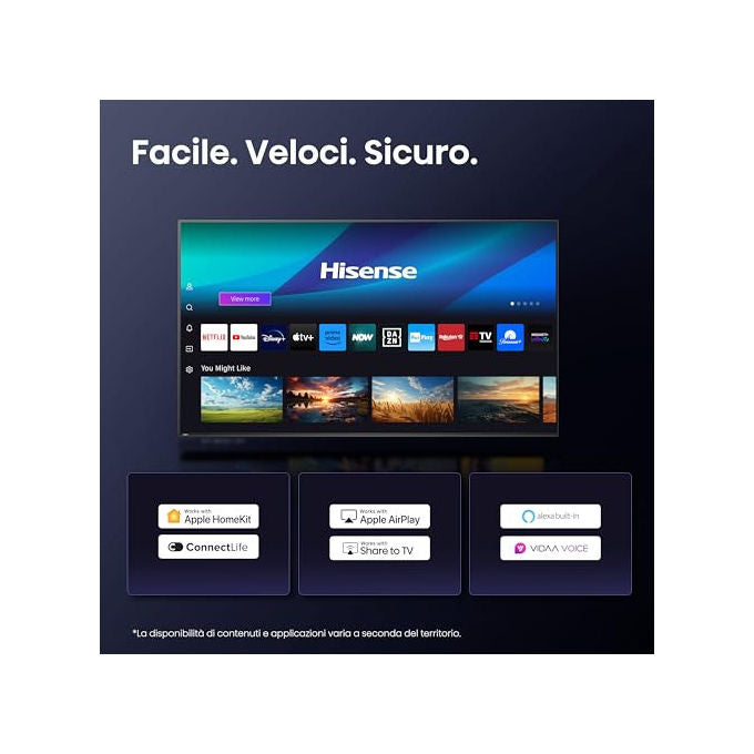 Hisense, Tv Mini-Led 55U72Q, 55 Pollici, 4K 144Hz, Smart Tv, Dolby Vision Atmos