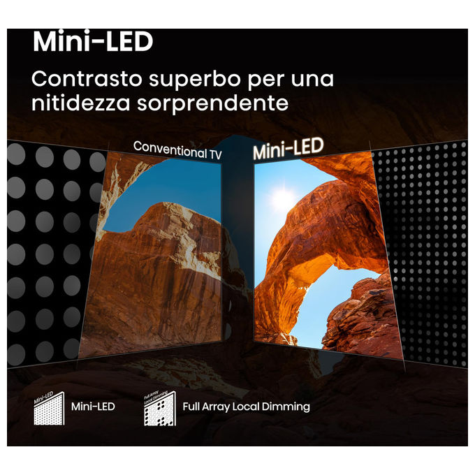 Hisense, Tv Mini-Led 55U72Q, 55 Pollici, 4K 144Hz, Smart Tv, Dolby Vision Atmos