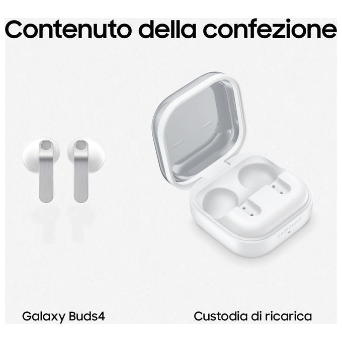 Samsung, Galaxy Buds4, Auricolari Bluetooth Wireless, Bianco, Equalizzatore Adattivo, ANC