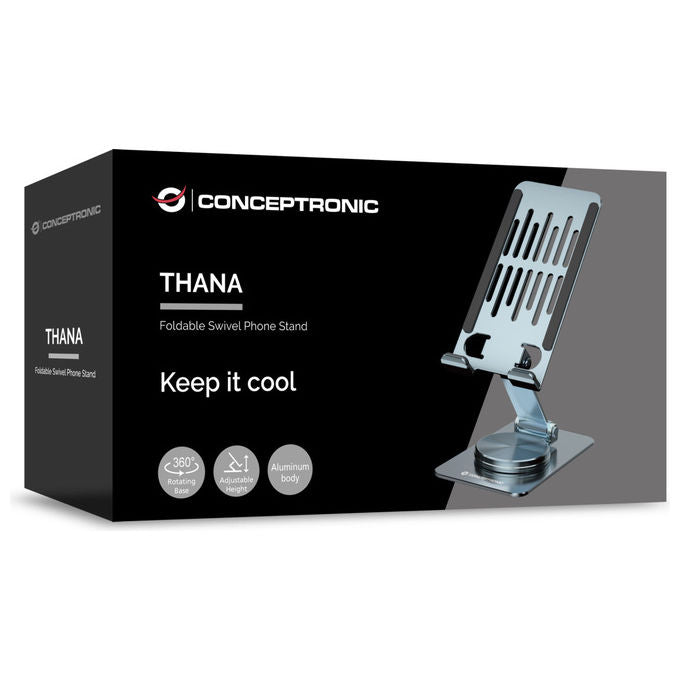 Conceptronic Supporto Telefono Smartphone Pieghevole Girevole 360° Scrivania Argento