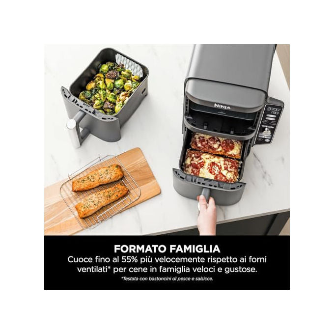 Ninja SL400EU Double Stack XL Friggitrice ad aria 9,5 L 2470 W 6 programmi doppio cestello colore Grigio