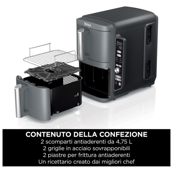 Ninja SL400EU Double Stack XL Friggitrice ad aria 9,5 L 2470 W 6 programmi doppio cestello colore Grigio