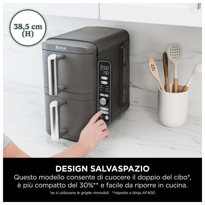 Ninja SL400EU Double Stack XL Friggitrice ad aria 9,5 L 2470 W 6 programmi doppio cestello colore Grigio