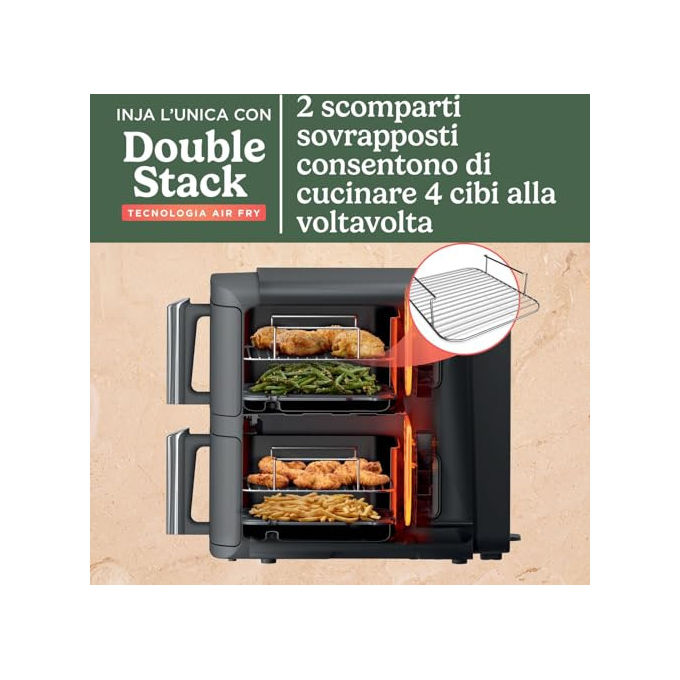 Ninja SL400EU Double Stack XL Friggitrice ad aria 9,5 L 2470 W 6 programmi doppio cestello colore Grigio