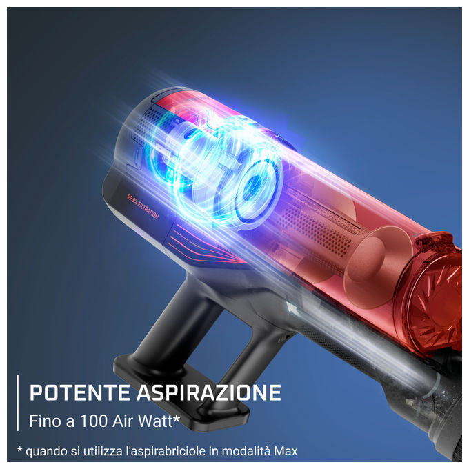 Rowenta RH1872 X-Force 8.80 Aspirapolvere Senza Filo Ciclonica 1 L 100 AW 60 min Animal Care 4 in 1 colore Rosso