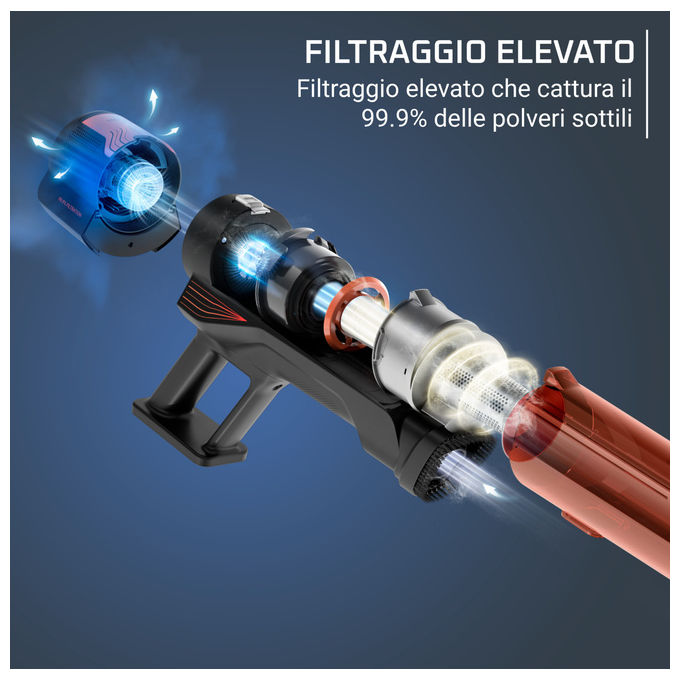 Rowenta RH1872 X-Force 8.80 Aspirapolvere Senza Filo Ciclonica 1 L 100 AW 60 min Animal Care 4 in 1 colore Rosso