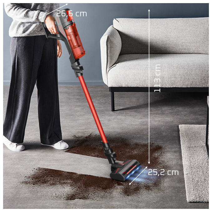 Rowenta RH1872 X-Force 8.80 Aspirapolvere Senza Filo Ciclonica 1 L 100 AW 60 min Animal Care 4 in 1 colore Rosso