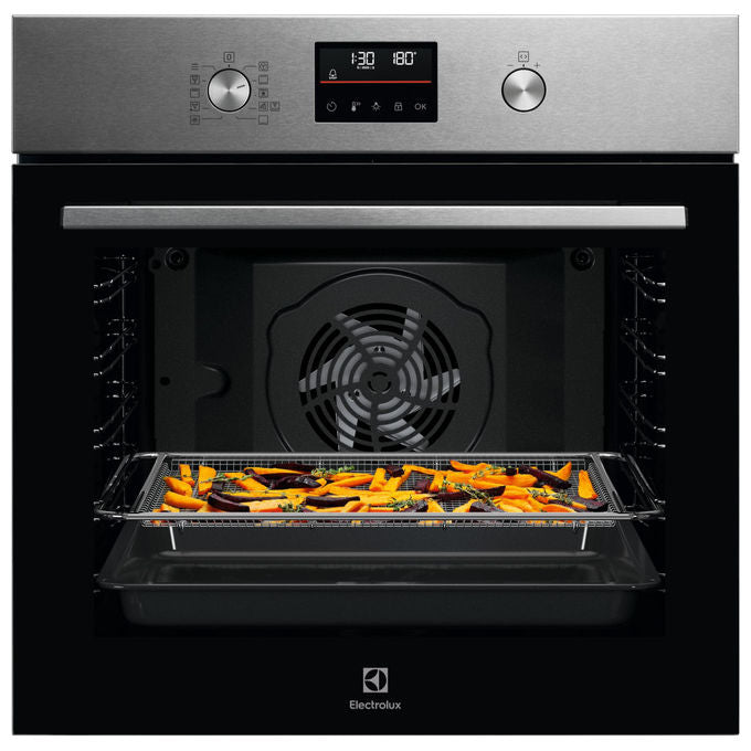 Electrolux forno da incasso pirolitico LOM4P46X2, 72 litri, classe A++, SurroundCook multilivello, AirFry, Solo Steam, display LED touch, 60 cm