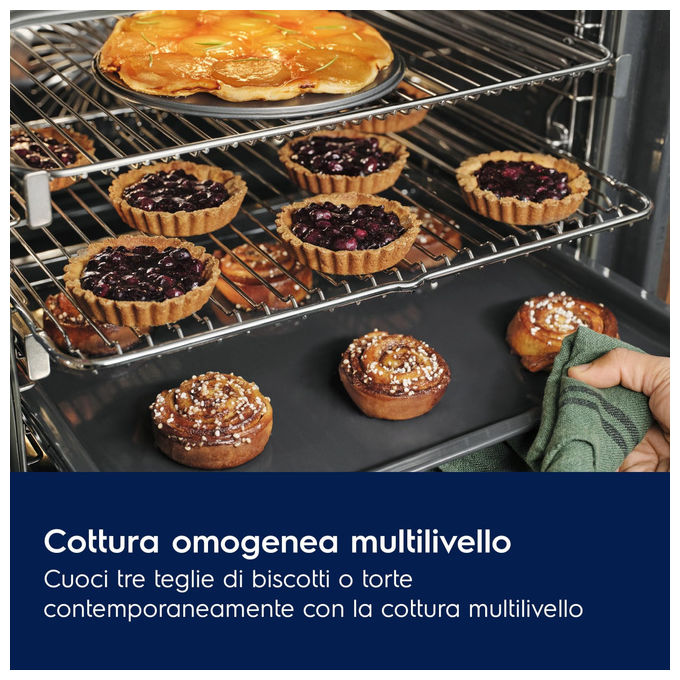 Electrolux forno da incasso pirolitico LOM4P46X2, 72 litri, classe A++, SurroundCook multilivello, AirFry, Solo Steam, display LED touch, 60 cm