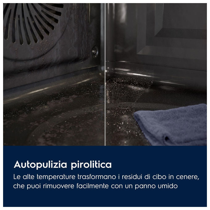 Electrolux forno da incasso pirolitico LOM4P46X2, 72 litri, classe A++, SurroundCook multilivello, AirFry, Solo Steam, display LED touch, 60 cm