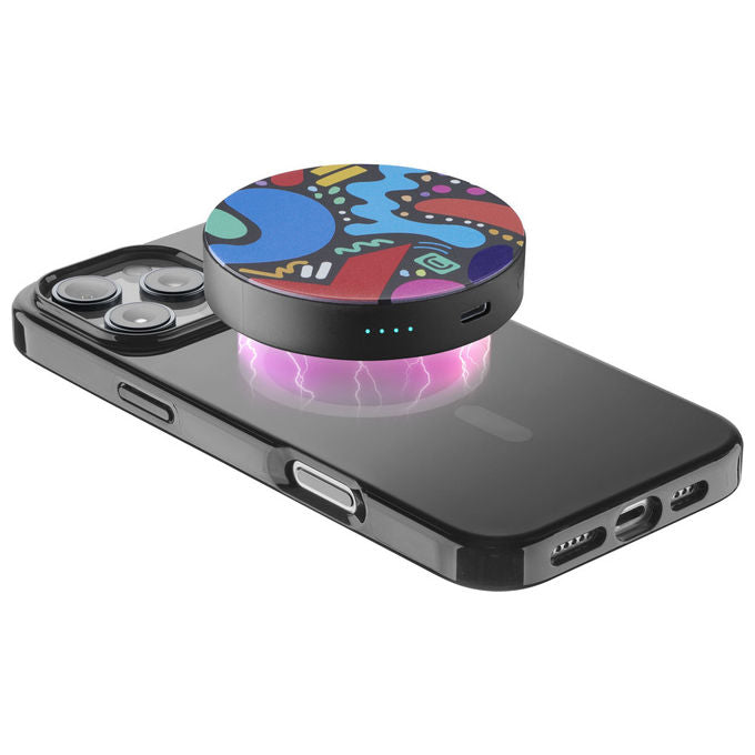 Cellularline Mag Vibe power bank MagSafe, 3000 mAh, ricarica wireless 5W, porta USB-C 12W, compatto, nero