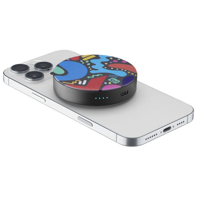 Cellularline Mag Vibe power bank MagSafe, 3000 mAh, ricarica wireless 5W, porta USB-C 12W, compatto, nero