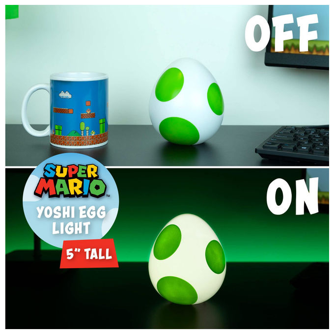 Paladone lampada uovo di Yoshi mini, luce notturna Nintendo Super Mario, decorazione camera, 13 cm, verde