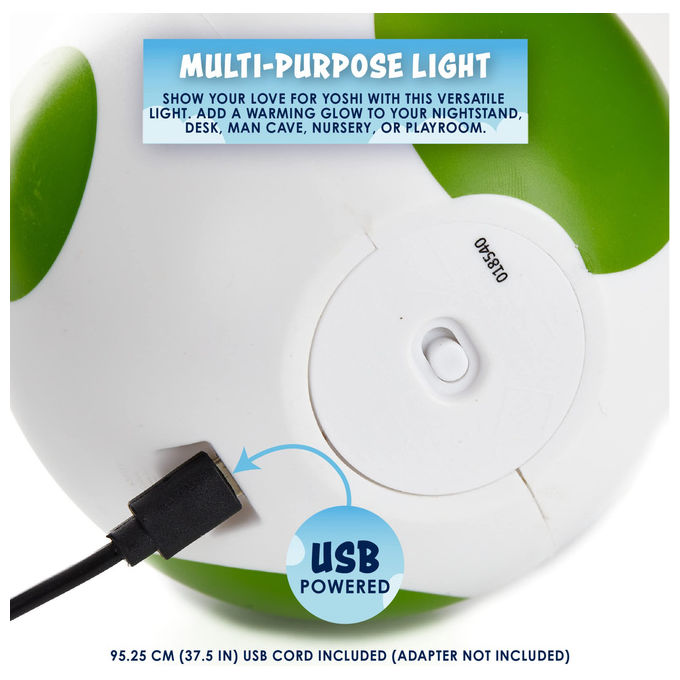 Paladone lampada uovo di Yoshi mini, luce notturna Nintendo Super Mario, decorazione camera, 13 cm, verde