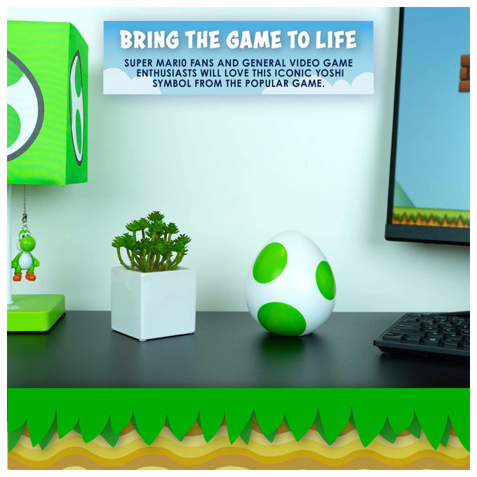 Paladone lampada uovo di Yoshi mini, luce notturna Nintendo Super Mario, decorazione camera, 13 cm, verde