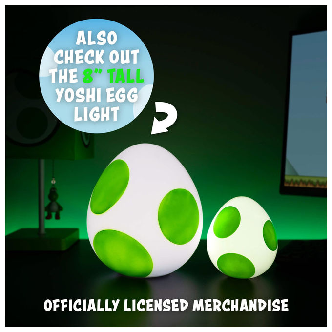Paladone lampada uovo di Yoshi mini, luce notturna Nintendo Super Mario, decorazione camera, 13 cm, verde