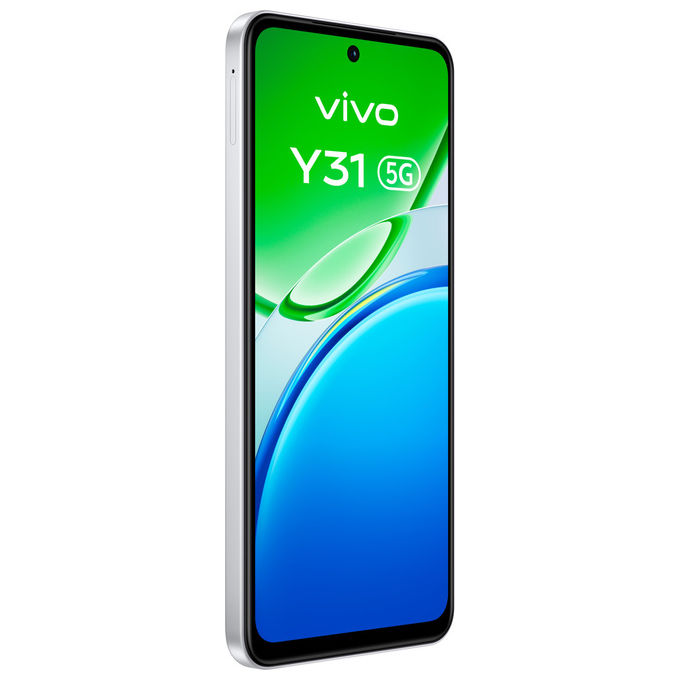 Vivo Y31 5G smartphone, Snapdragon 4 Gen 2, 6 GB RAM, 512 GB, display 6.72'' 120 Hz, batteria 6500 mAh, IP68 IP69, bianco