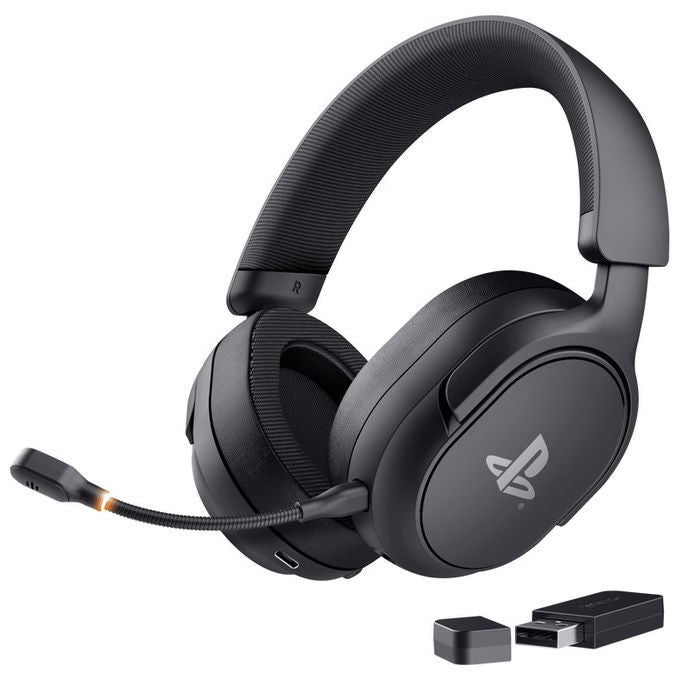Trust GXT 499 Forta, cuffie gaming wireless, per PS5 e PC, microfono cardioide rimovibile, autonomia 55 ore, nero